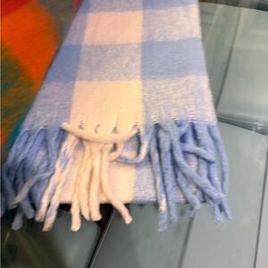 Chic Blue and White Plaid Scarf